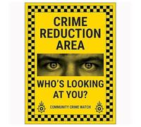 V Safety Crime Reduction Area/Who's Looking At You? / Community Crime Watch 150 x 200 mm - Glow In The Dark 1mm Rigid Plastic Safety Sign