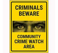 V Safety Criminals Beware Crime Watch Area Sign - 200x300mm - Window Sticker