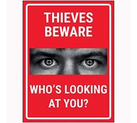 V Safety Criminals Beware Who's Looking At You? Red Sign - 150x200mm - Window Sticker
