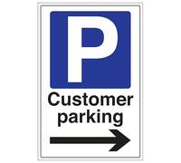 V Safety Customer Parking Arrow Right - Portrait 300 x 400 mm - Glow In The Dark 1mm Rigid Plastic Safety Sign