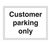 V Safety Customer Parking Only 300 x 200 mm - Self Adhesive Vinyl - Aluminium Effect Safety Sign