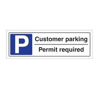 V Safety Customer Parking Permit Required - Landscape 450 x 150 mm - 2mm Rigid Plastic Safety Sign