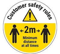 V Safety Customer Rules - Keep 2m Distance - 300mm x 300mm - Self Adhesive Floor Sticker