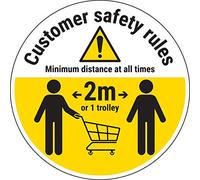 V Safety Customer Rules - Keep One Trolly Away - 300mm x 300mm - Self Adhesive Floor Sticker