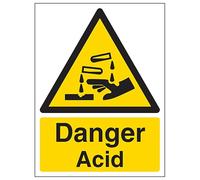 V Safety Danger Acid - Portrait 200 x 300mm - 2mm Rigid Plastic Safety Sign