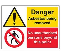 V Safety Danger Asbestos Being Removed No Unauthorised Persons Warning Sign - 400mm x 300mm - Self Adhesive Vinyl