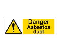 V Safety Danger Asbestos Dust Warning Sign - 450mm x 150mm - 1mm Rigid Plastic