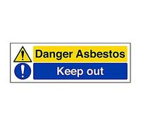 V Safety Danger Asbestos Keep Out Warning Sign - 300mm x 100mm - Self Adhesive Vinyl