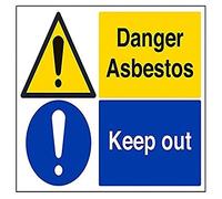 V Safety Danger Asbestos Keep Out Warning Sign - 400mm x 300mm - 1mm Rigid Plastic