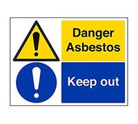 V Safety Danger Asbestos Keep Out Warning Sign - 400mm x 300mm - Self Adhesive Vinyl