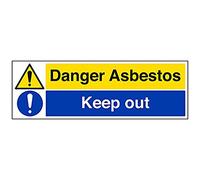 V Safety Danger Asbestos Keep Out Warning Sign - 600mm x 200mm - Self Adhesive Vinyl