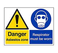V Safety Danger Asbestos Must Be Worn Warning Sign - 400mm x 300mm - 1mm Rigid Plastic