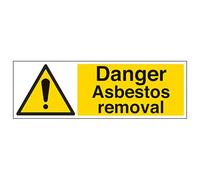 V Safety Danger Asbestos Removal - Landscape 300 x 100 mm - 2mm Rigid Plastic Safety Sign