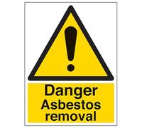 V Safety Danger Asbestos Removal - Portrait 150 x 200 mm - Glow In The Dark Self Adhesive Vinyl Safety Sign