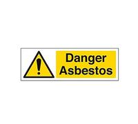 V Safety Danger Asbestos Warning Sign - 300mm x 100mm - 1mm Rigid Plastic