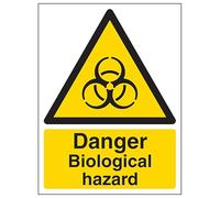 V Safety Danger Biological Hazard - Portrait 210 x 297 mm (A4) - 2mm Rigid Plastic Safety Sign