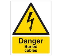 V Safety Danger Buried Cables - Portrait 300 x 400mm - 2mm Rigid Plastic Safety Sign