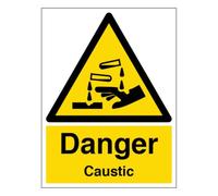 V Safety Danger Caustic - Portrait 200 x 300mm - 2mm Rigid Plastic Safety Sign