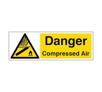 V Safety Danger Compressed Air - Landscape 450 x 150 mm - 1mm Rigid Plastic Safety Sign