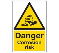 V Safety Danger Corrosion Risk - Portrait 200 x 300 mm - Glow In The Dark 1mm Rigid Plastic Safety Sign