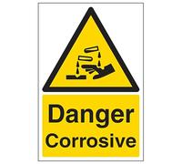 V Safety Danger Corrosive - Portrait 150 x 200 mm - Glow In The Dark 1mm Rigid Plastic Safety Sign