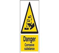 V Safety Danger Corrosive Substance Warning Sign - 150mm x 200mm - Self Adhesive Vinyl