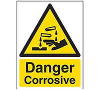 V Safety Danger Corrosive Warning Sign - 150mm x 200mm - Self Adhesive Vinyl