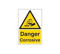 V Safety Danger Corrosive Warning Sign - 200mm x 300mm - 1mm Rigid Plastic