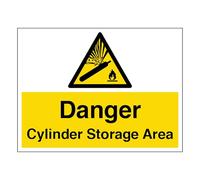 V Safety Danger Cylinder Storage Area - Large Landscape 400 x 300 mm - 2mm Rigid Plastic Safety Sign