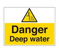 V Safety Danger Deep Water - Large Landscape 600 x 450 mm - 3mm Aluminium Composite Safety Sign