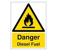 V Safety Danger Diesel Fuel Warning - Portrait 200 x 300 mm - Self Adhesive Vinyl Safety Sign
