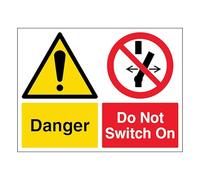 V Safety Danger/Do Not Switch On - Landscape 400 x 300 mm - 1mm Rigid Plastic Safety Sign
