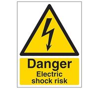 V Safety Danger Electric Shock Risk - Portrait 200 x 300 mm - 2mm Super-Tough Rigid Plastic Safety Sign