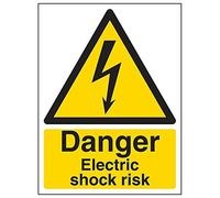 V Safety Danger, Electric Shock Risk Warning Sign - 150mm x 200mm - 2mm Rigid Plastic