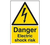 V Safety Danger, Electric Shock Risk Warning Sign - 200mm x 300mm - Self Adhesive Vinyl