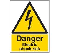 V Safety Danger, Electric Shock Risk Warning Sign - 300mm x 400mm - Self Adhesive Vinyl