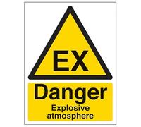 V Safety Danger, Explosive atmosphere - 400x600mm Self Adhesive Vinyl Safety Sign
