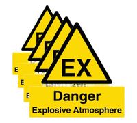 V Safety Danger Explosive Atmosphere - Atex Category 1 - Portrait 150 x 200mm - 2mm Rigid Plastic Safety Sign (Pack of 4)