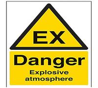 V Safety Danger, Explosive Atmosphere Warning Sign - 200mm x 300mm - Self Adhesive Vinyl