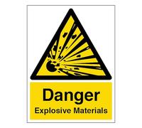 V Safety Danger Explosive Materials - Portrait 150 x 200 mm - Self Adhesive Vinyl Safety Sign