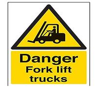 V Safety Danger Fork Lift Trucks Warning Sign - 200mm x 300mm - 1mm Rigid Plastic