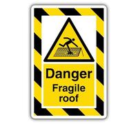 V Safety Danger Fragile Roof - ExtraViz 250 x 350 mm - 3mm Aluminium Composite Safety Sign