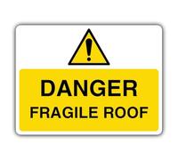 V Safety Danger Fragile Roof - Landscape Safety Sign - 400 x 300 mm - RA1 Reflective 3mm Aluminium Composite
