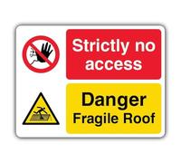 V Safety Danger Fragile Roof Strictly No Access Safety Sign - 300 x 225 mm - RA1 Reflective 3mm Aluminium Composite