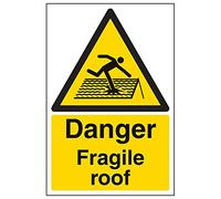 V Safety Danger Fragile Roof Warning Sign - 200mm x 300mm - 2mm Rigid Plastic