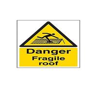 V Safety Danger Fragile Roof Warning Sign - 210 mm x 297 mm (A4) - 2 mm Super Strong PETG