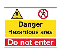 V Safety Danger/Hazardous Area/Do Not Enter - 600x450mm Self Adhesive Vinyl Safety Sign