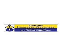 V Safety Danger Hazardous Substances, Wear Personal Protective Equipment Warning Sign - 600mm x 200mm - 2mm Rigid Plastic