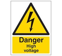 V Safety Danger High Voltage - Portrait 210 x 297 mm (A4) - 1mm Rigid Plastic Safety Sign