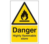 V Safety Danger Highly Flammable Store - Portrait 150 x 200mm - 2mm Rigid Plastic Safety Sign